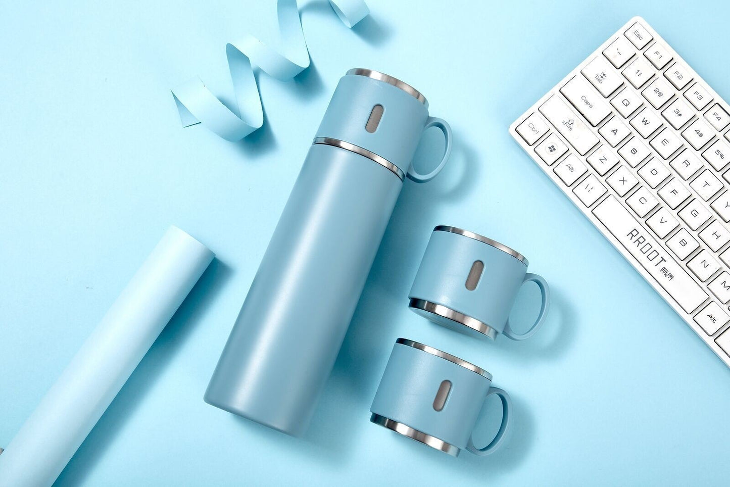 Thermos da 500 ml con tazze in acciaio inox con tazza per caffè acqua bevande calde e fredde