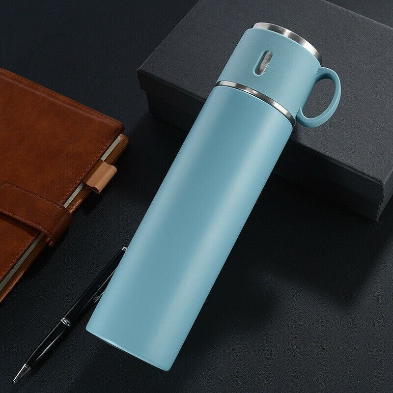 Thermos da 500 ml con tazze in acciaio inox con tazza per caffè acqua bevande calde e fredde