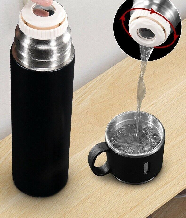 Thermos da 500 ml con tazze in acciaio inox con tazza per caffè acqua bevande calde e fredde