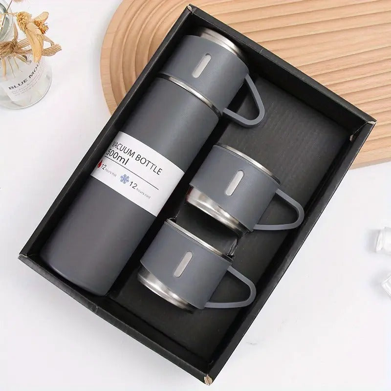 Thermos da 500 ml con tazze in acciaio inox con tazza per caffè acqua bevande calde e fredde