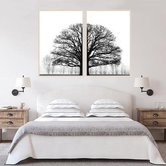 Decorative Painting Winter Trees in Black and White