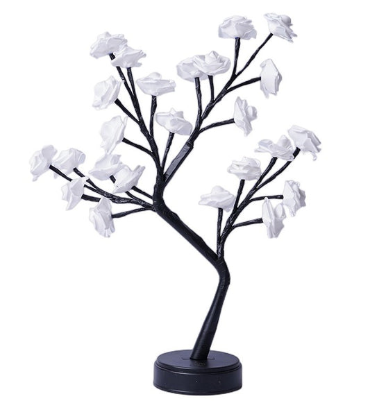 Lampada da tavolo a forma di albero di fiori e rose