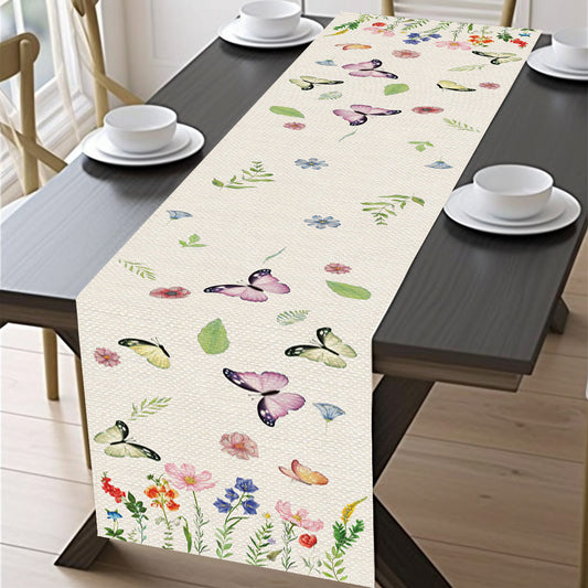 Tovaglia da tavola in lino con fiori pastorali