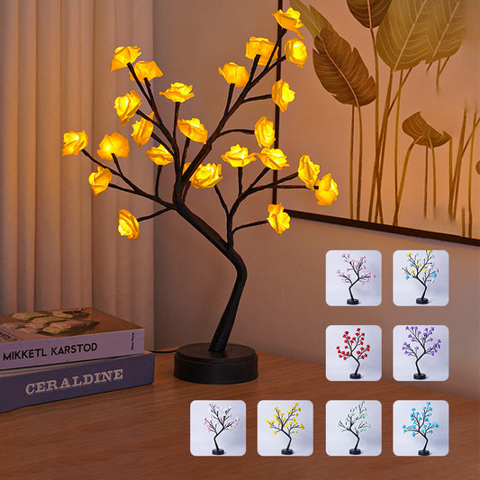 Lampada da tavolo a forma di albero di fiori e rose