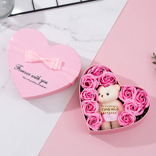 Heart shaped gift box with roses